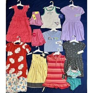 Huge Lot Girls Size 6/7 Summer Clothes NEW &EC Dress Shorts Shirts DKNY 6 7